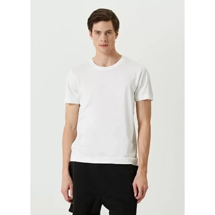 Biçomi Unisex Basic Bisiklet Yaka Regular T-Shirt - Beyaz