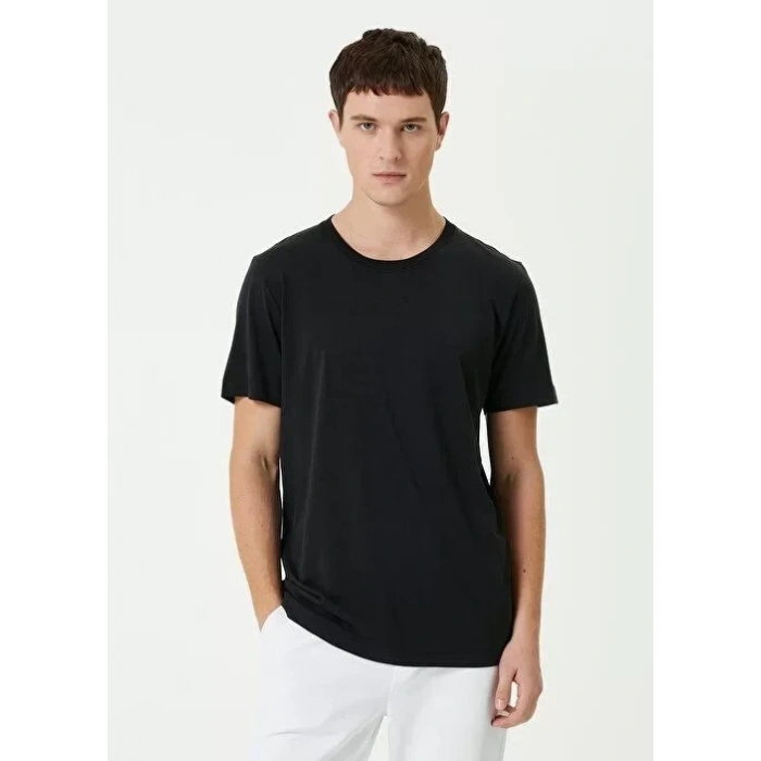 Biçomi Unisex Basic Bisiklet Yaka Regular T-Shirt - Siyah