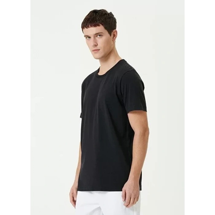 Biçomi Unisex Basic Bisiklet Yaka Regular T-Shirt - Siyah