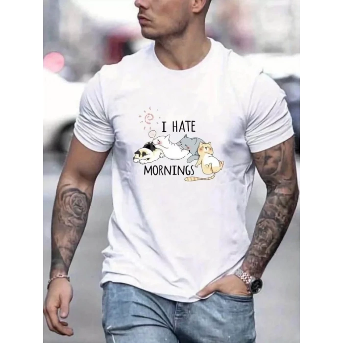 Biçomi Unisex Baskılı Oversize T-Shirt - Beyaz