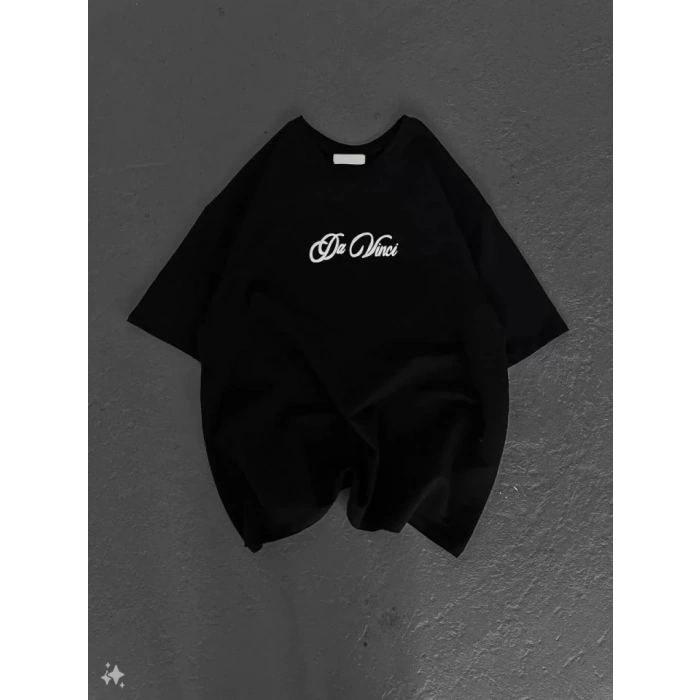 Biçomi Unisex Baskılı Oversize T-Shirt - Siyah