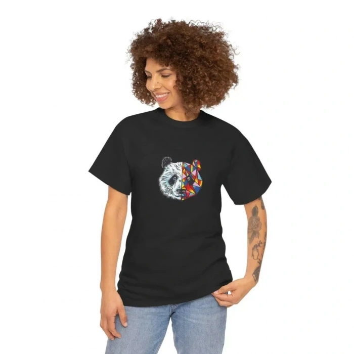 Biçomi Unisex Bisiklet Yaka Baskılı T-Shirt - Siyah