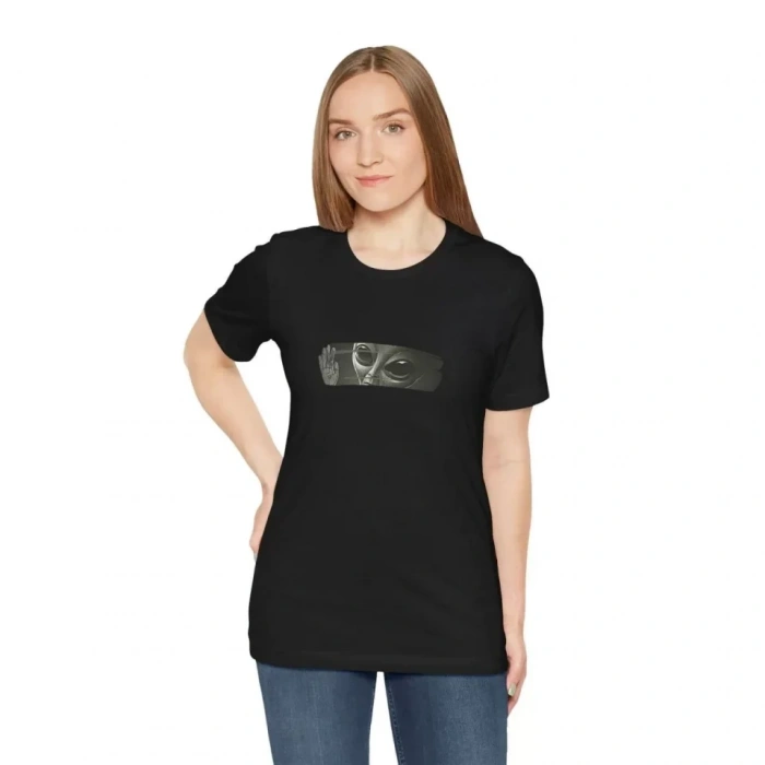 Biçomi Unisex Bisiklet Yaka Baskılı T-Shirt - Siyah
