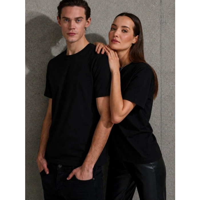 Biçomi Unisex Kısa Kollu Bisiklet Yaka Basic Viskon Bluz