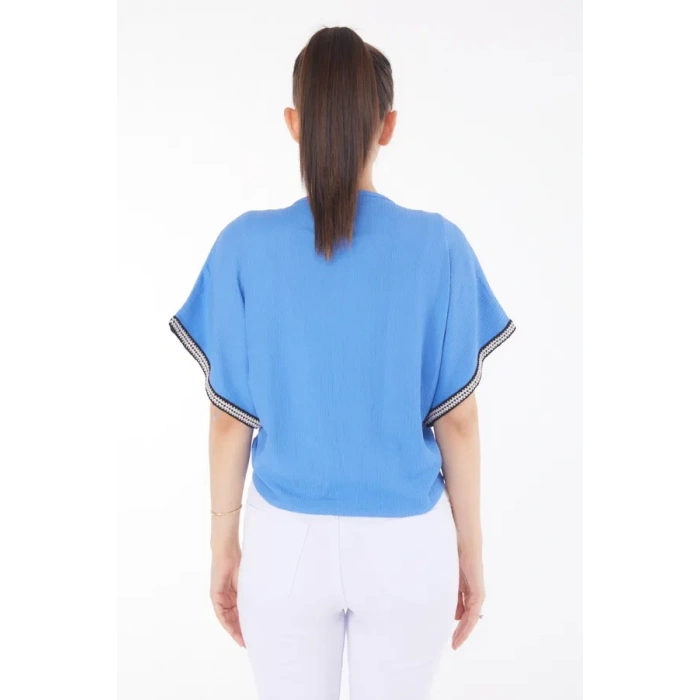 BİÇOMİ V yaka büzgülü detaylı bluz