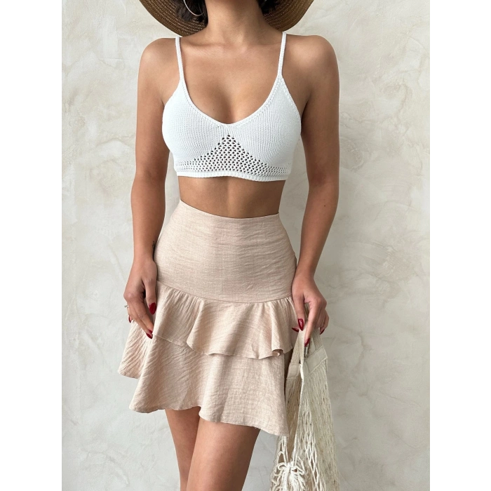 BİÇOMİ Valonlu fırfırlı etek s24681