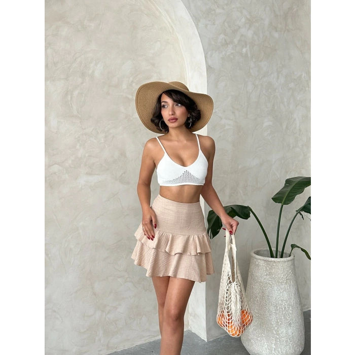 BİÇOMİ Valonlu fırfırlı etek s24681