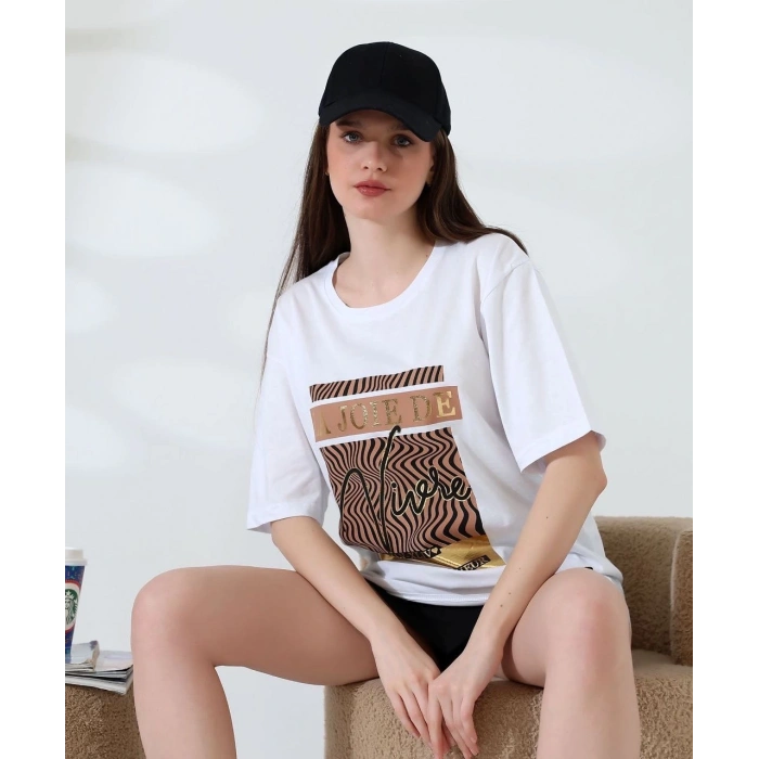 BİÇOMİ Varak çizgili Oversize tişört