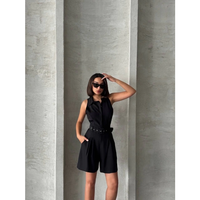 BİÇOMİ Yakalı şort tulum