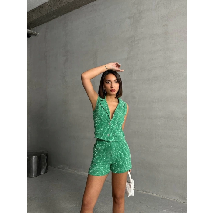 BİÇOMİ Yelekli şort takım Yeşil