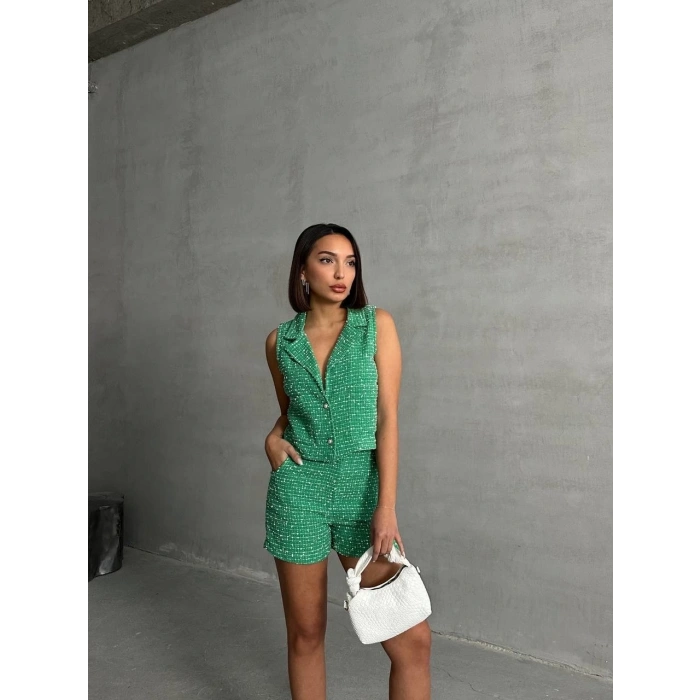 BİÇOMİ Yelekli şort takım Yeşil