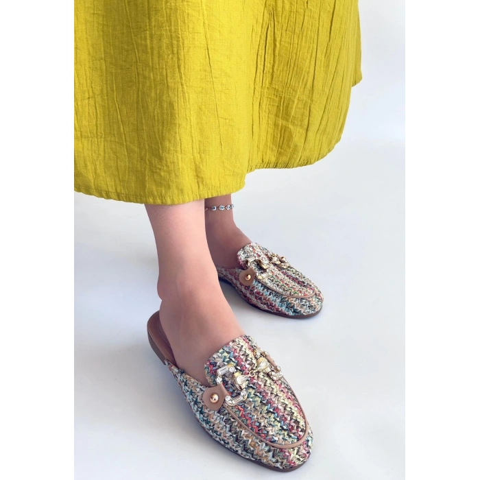 BİÇOMİ Yenda Renkli Dokumalı Terlik