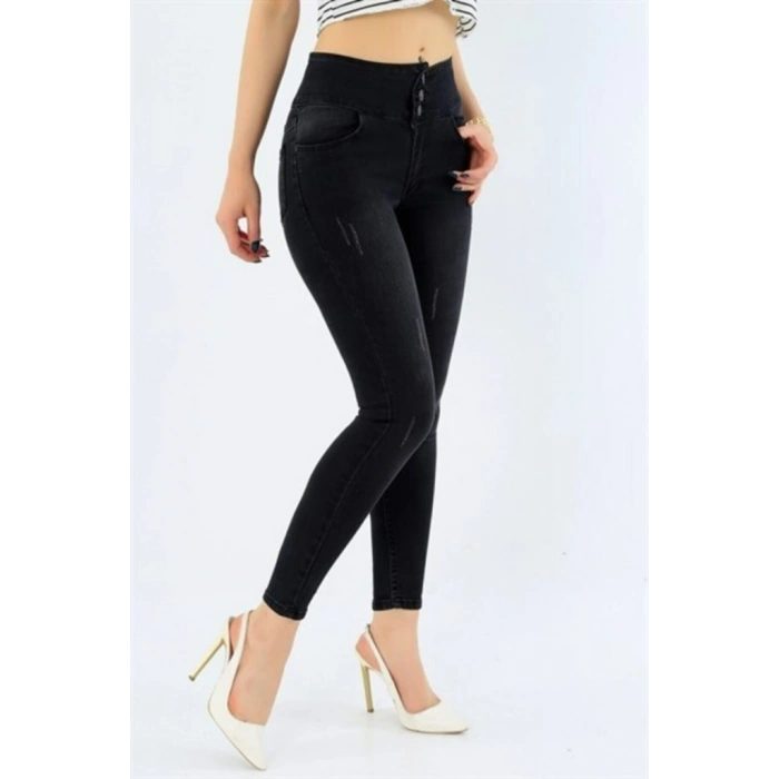 Biçomi Yüksek Bel Likralı Jean Pantolon 90 Cm