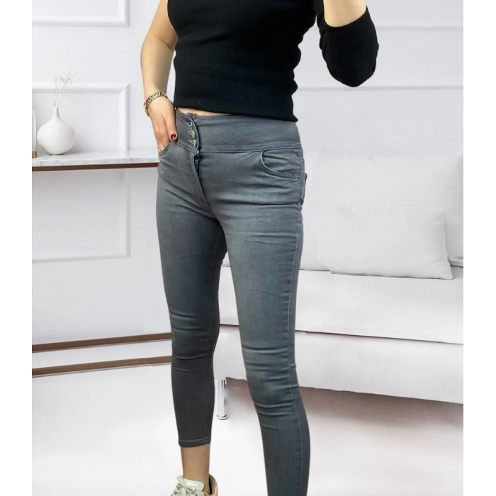 Biçomi Yüksel Bel Likralı Kot Pantolon (Gri)