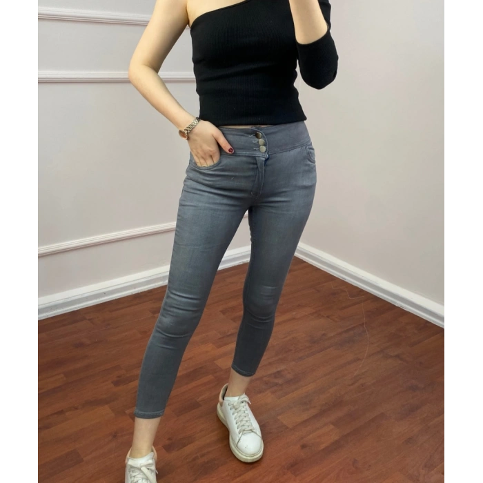 Biçomi Yüksel Bel Likralı Kot Pantolon (Gri)