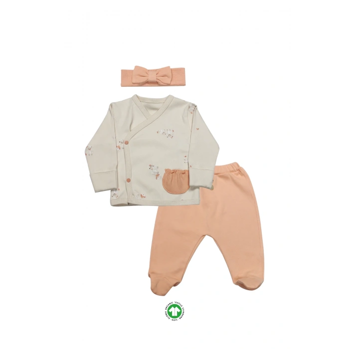 3lü Zıbın Takım Fluffy And Lovely 13106 Bej