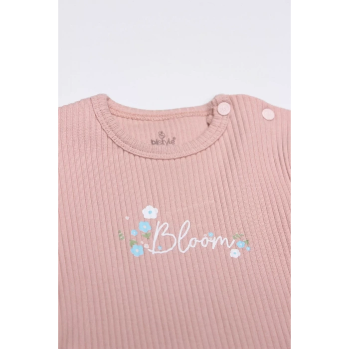 Flying Bloom White Yarım Kol 2li Body 17118 Ekru Gül Kurusu