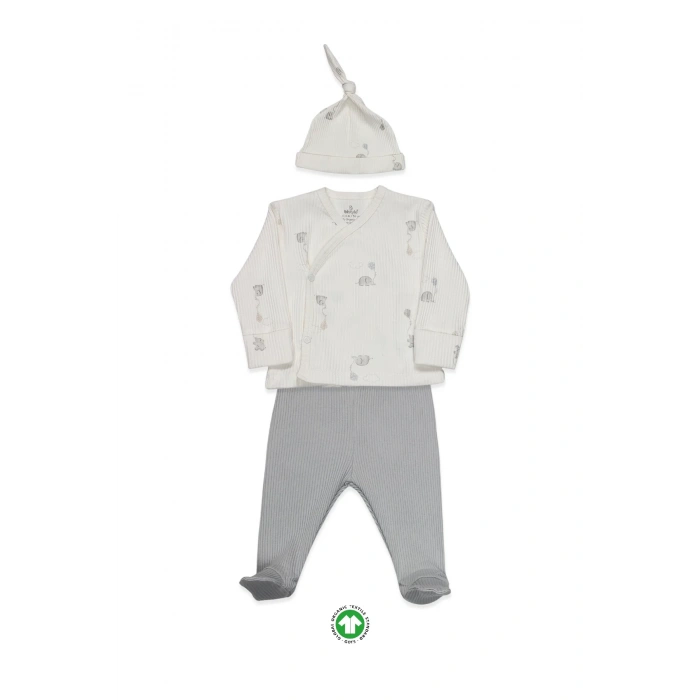 Flying Elephant 3lü Zıbın Takım 13111 Ekru Gri