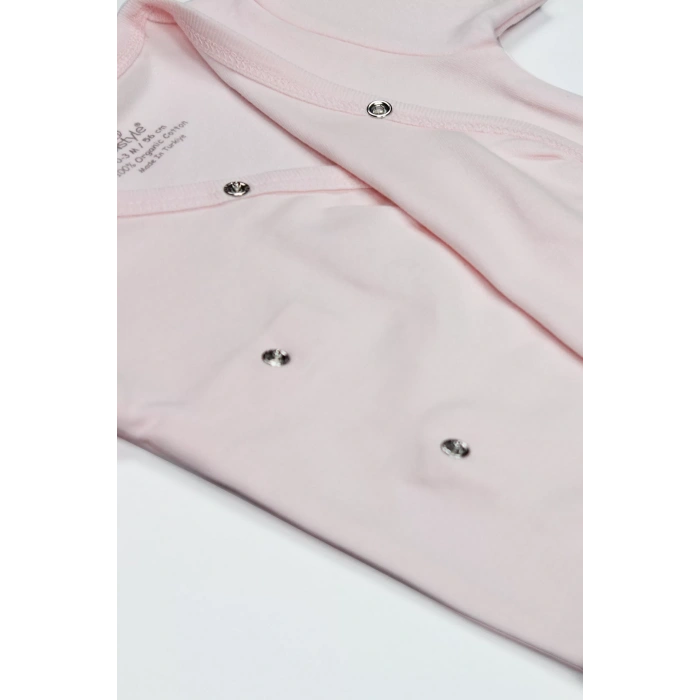 Organik Natural Basic Style Kruvaze Uzun Kol Body Bs17102 Pembe