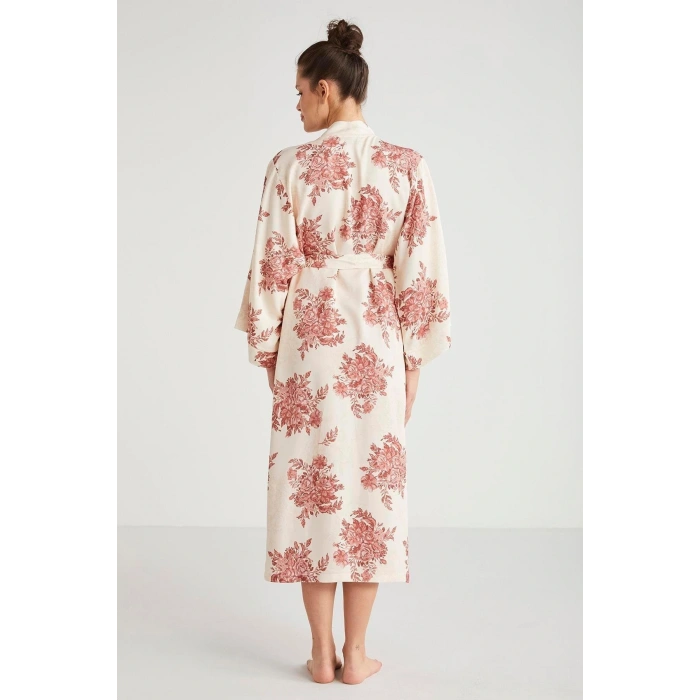 Catherines %100 Viskon Çiçek Desen 2li Sabahlık Gecelik Takımı