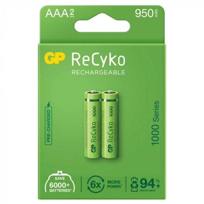 Gp Recyko 950mah Aaa Şarj Edilebilir İnce Kalem Pil 2li Paket