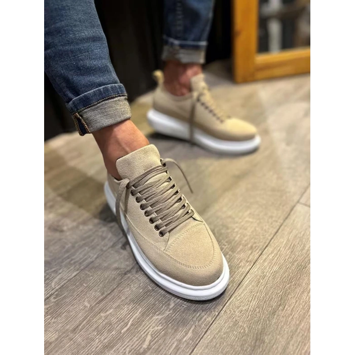 JY914 Drake Bağcıklı Süet Erkek Günlük Sneaker Ayakkabı SBT Krem