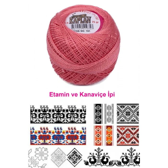 Kaplan Etamin Ve Kanaviçe İpi 8 No Kod/Renk: 101 - Biçomi