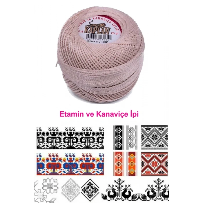Kaplan Etamin Ve Kanaviçe İpi 8 No Kod/Renk: 302 - Biçomi