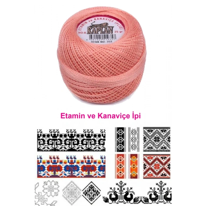 Kaplan Etamin Ve Kanaviçe İpi 8 No Kod/Renk: 352 - Biçomi