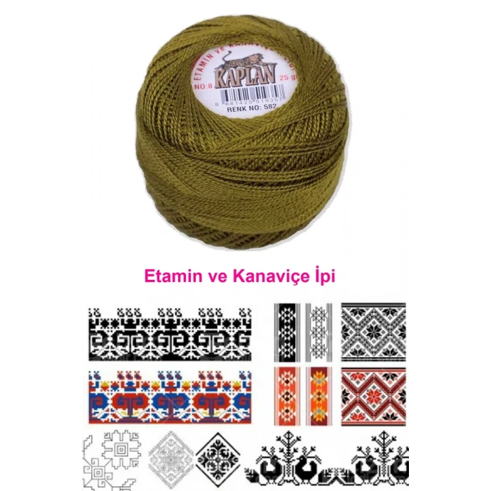 Kaplan Etamin Ve Kanaviçe İpi 8 No Kod/Renk: 582 - Biçomi