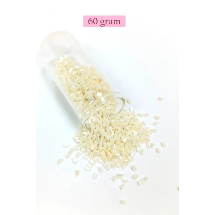 Kesme Cam Boncuk 2mm - 60 Gram - Krem - BNC384