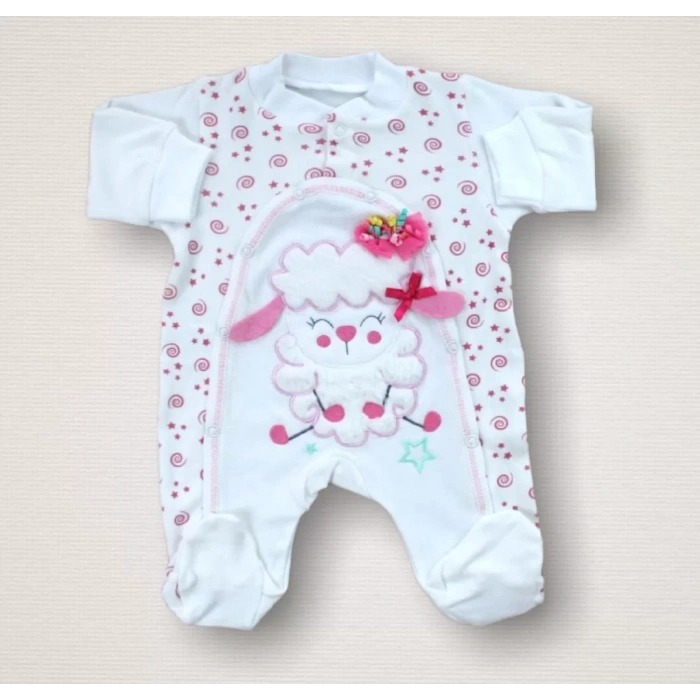 Kıvırcık Kuzu Nakışlı  10lu Zıbın Takımı Hastane Çıkışı Ekru