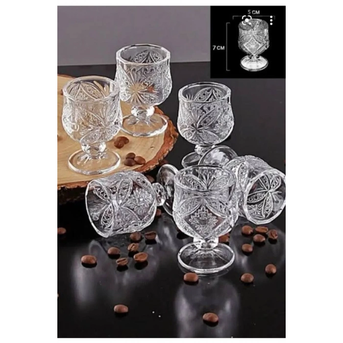 Kristal Kahve Yanı Bardağı 6lı Biçomi-R1720