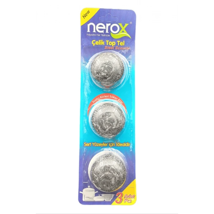 Nerox Çelik Top Tel Ovma Teli 3 Lü Blister Biçomi-NRX-F3003