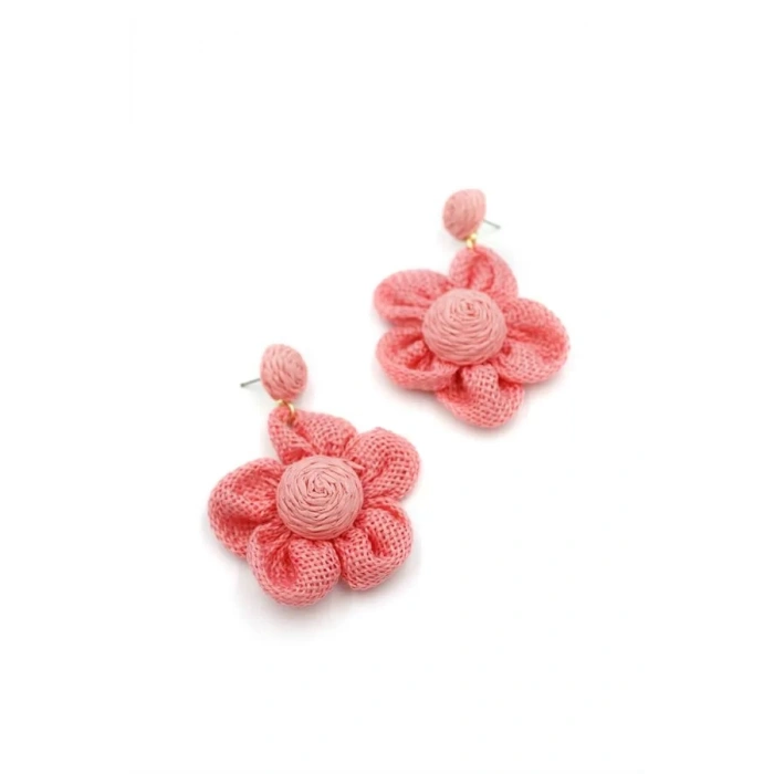 Papatya Hasır Küpe - Pembe
