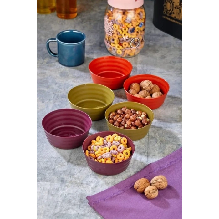 Plastik Çerezlik Sunumluk 6 Lı Kase Yonca Desen Biçomi-HT-001