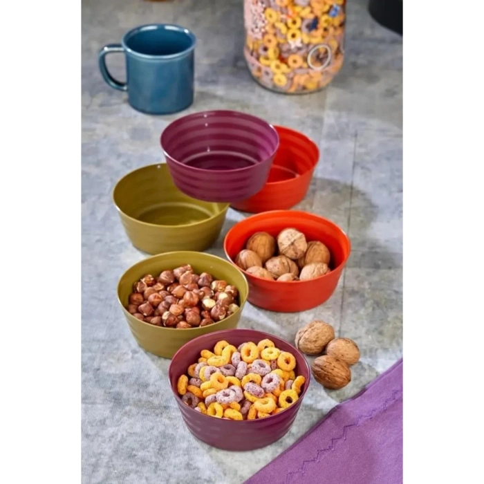 Plastik Çerezlik Sunumluk 6 Lı Kase Yonca Desen Biçomi-HT-001