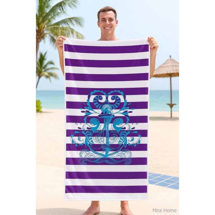 SeaDream Tropikal Desenli Plaj Havlusu 70X140 Cm Çapa