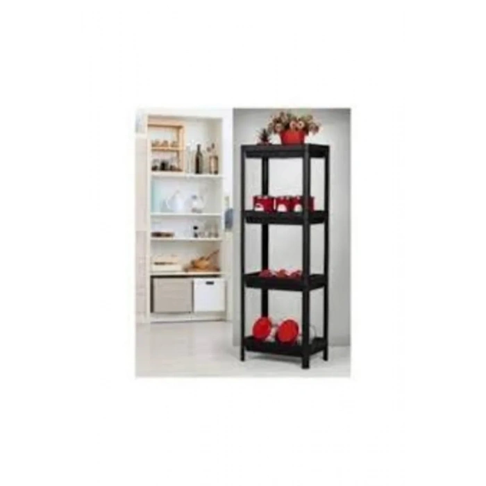 Shelf Unit Raf Ünitesi Siyah Renk 4 Katlı Biçomi-81414