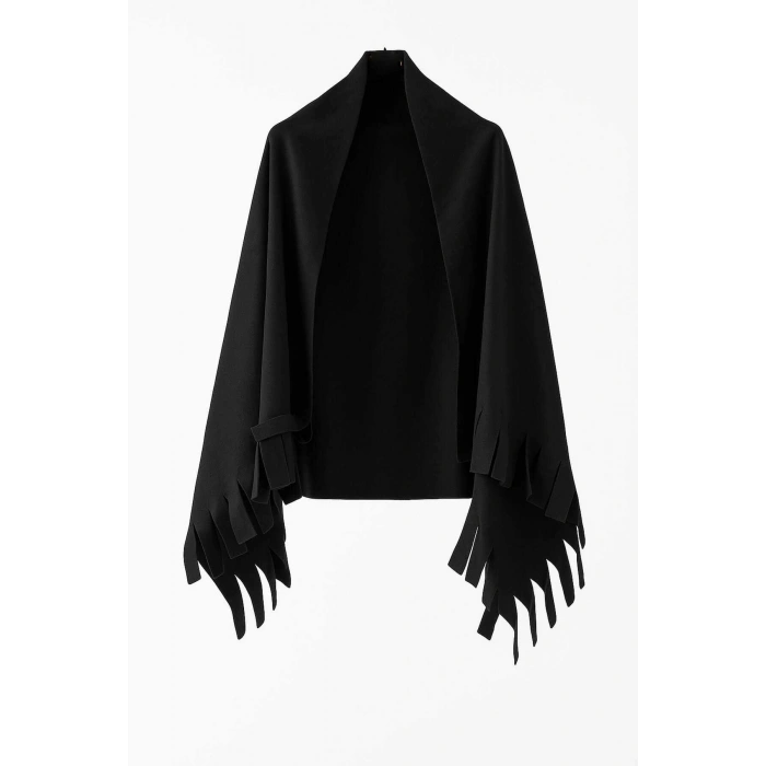 Softiva Polar Omuz Şalı 70x180 cm Unisex Kışlık Şal Siyah