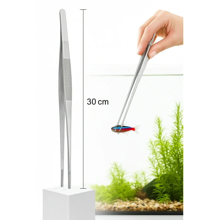 Uzun 30 Cm Çelik Cımbız - Akvaryum Maşası