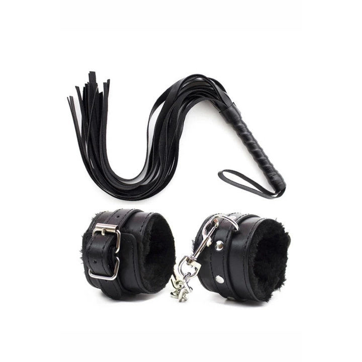 Bicomi Deri Bileklik Kırbaç Harness Set