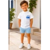 2/10 Yaş Keten Tişört Denim Şort Çocuk Takımı