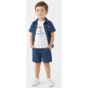 2/6 Yaş Denim Gömlek Şortlu 3lü Çocuk Takımı