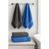4 Parça Banyo Havlu Takımı %100 Pamuklu Dry Antrasit Mavi