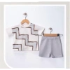 6/18 Ay Geometrik Baskılı Oversize Bebek Takımı