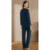 Bicomi Önden Düğmeli, Kolay Kullanım Gece Mavisi Şık Pijama Seti