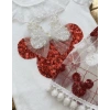 Mickey Payet Nakışlı Brode Etekli Kız Bebek Özel Gün Takımı - Kırmızı