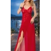 Bicomi Zarafet Serisi: Konforlu ve Çekici Dantel İşlemeli Uzun Gece Elbisesi