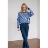 BİÇOMİ Ultra-Yumuşak Hipnotik Kalp Desenli Relaxed Fit Triko Kazak – Saks Mavi